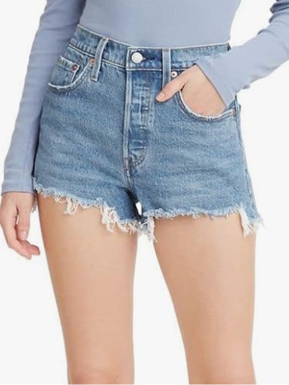 Levi 501 Denim Frayed Hem Women's Shorts